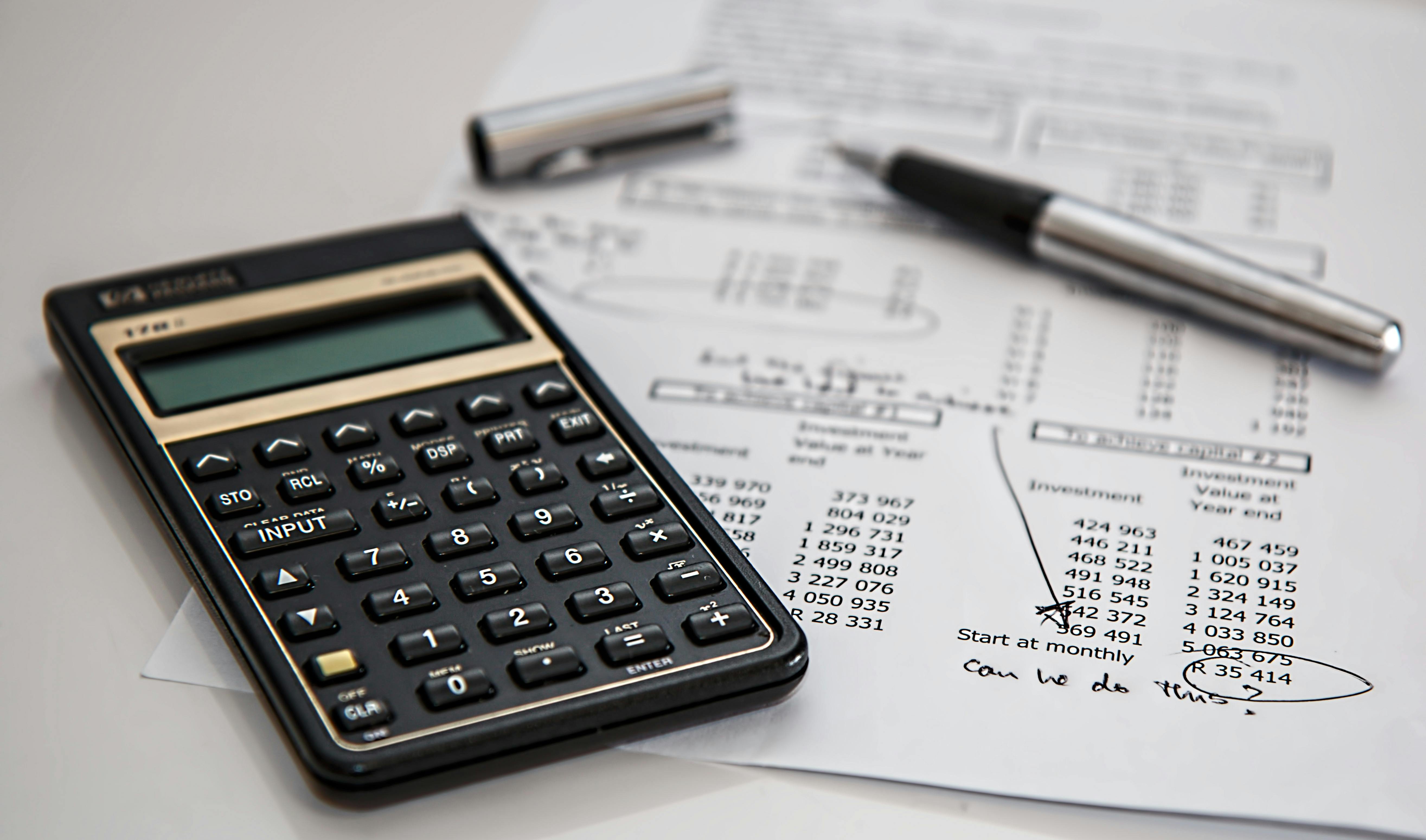 Professional office desk with accounting documents